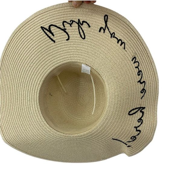 Women’s Wide Brim Straw Hat “ Wish You Were Here” 0132 Sun Vacation Cruise - Picture 3 of 4